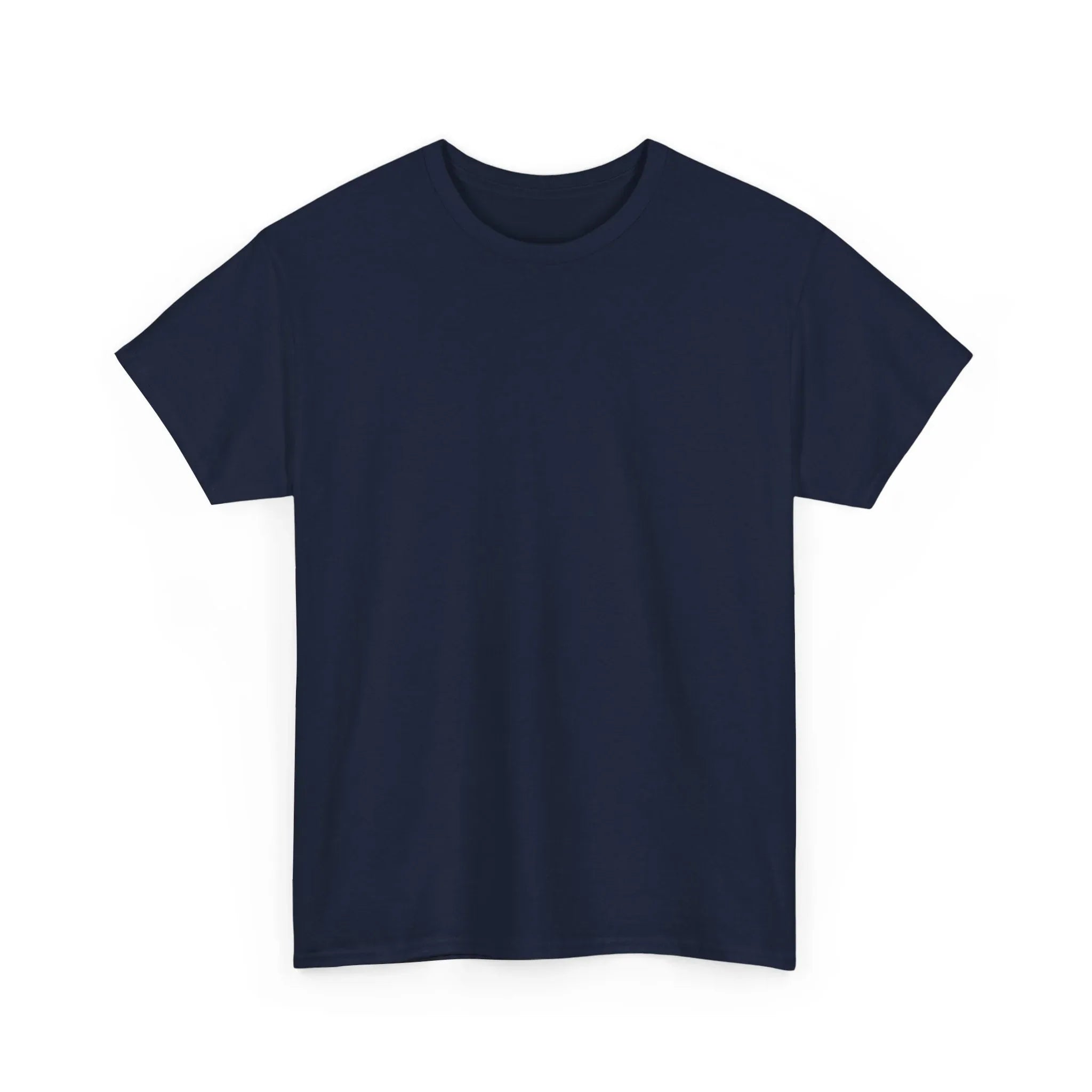 Unisex heavy cotton tee, deep navy crew neck