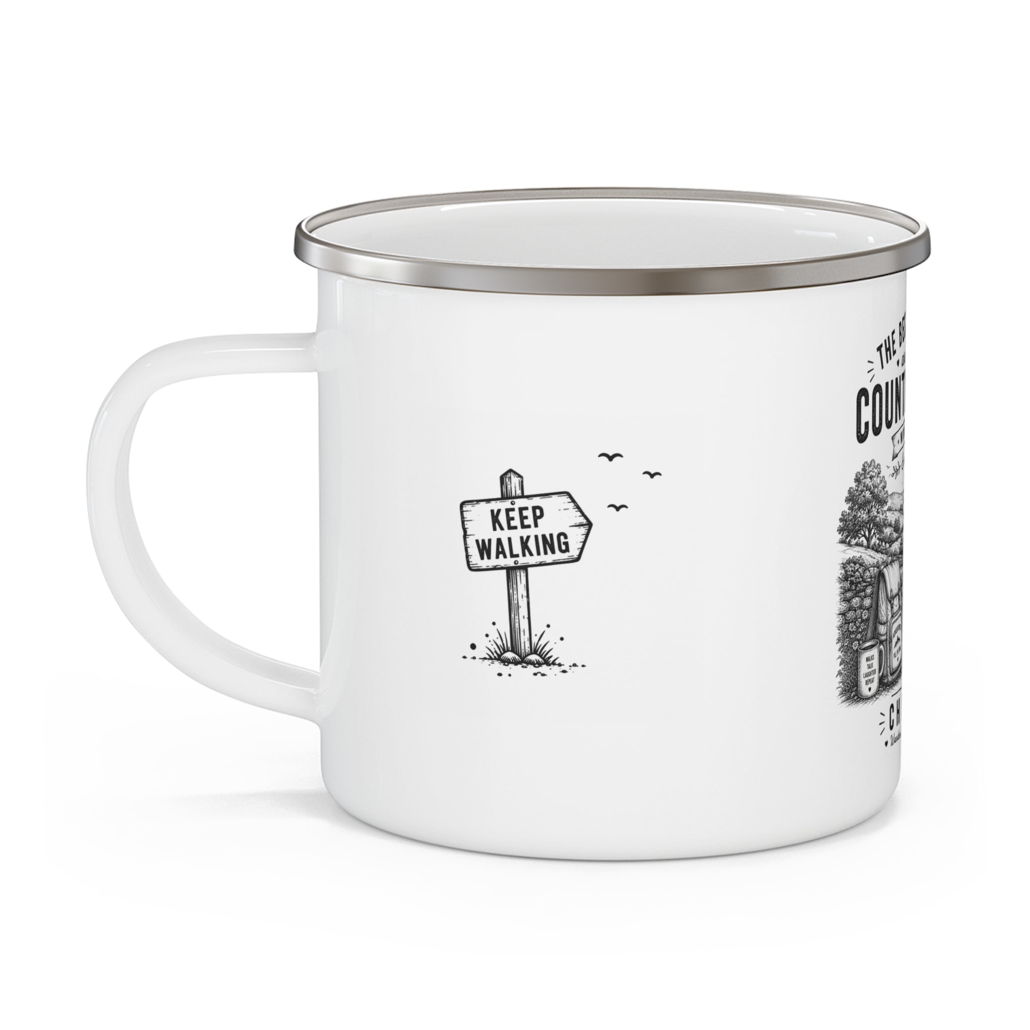Personalised Enamel Camping Mug — "The Best Memories Are Made on Country Walks"