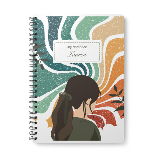 Retro Woman A5 Spiral Notebook — Personalised 'My Notebook' Journal