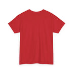 Unisex heavy cotton tee, red crewneck short-sleeve angled back
