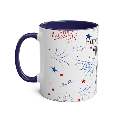 Happy birthday personalised photo and name Two-Tone Coffee Mugs, 11oz