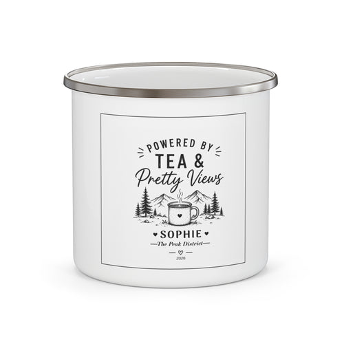 Enamel Camping Mug — Powered by Tea & Pretty Views