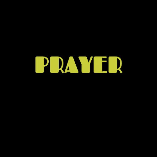 Hoodie logo text PRAYER in yellow on black