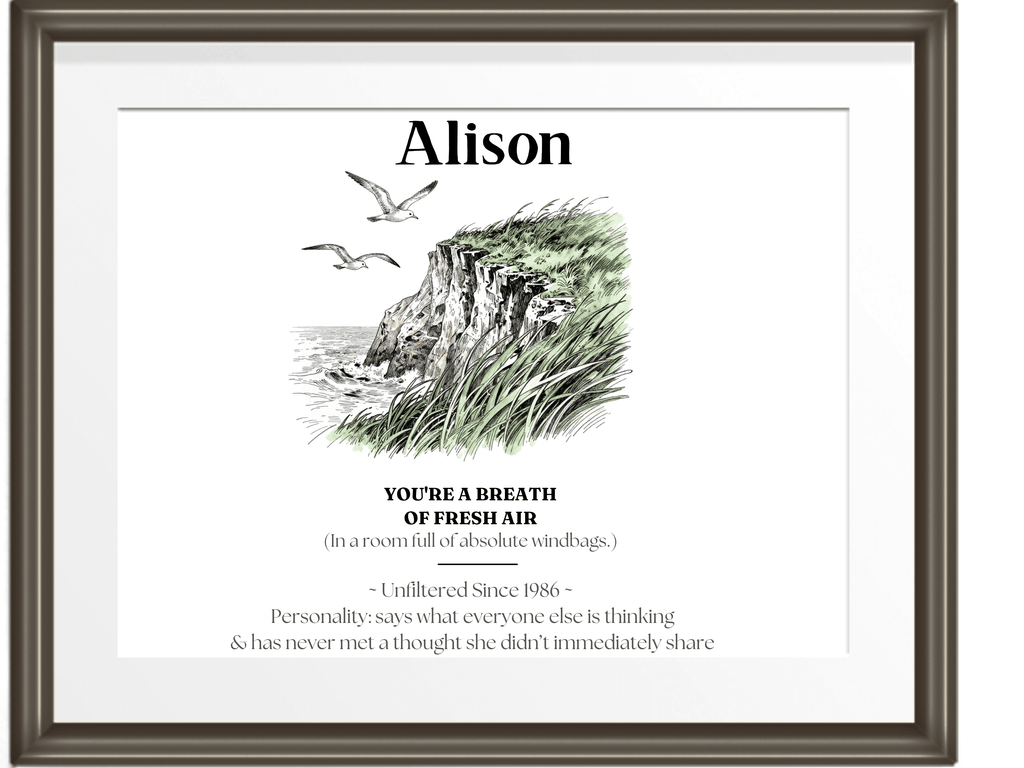 Personalised Coastal Name Art Framed Canvas Print with Quote - AlleyCrafters