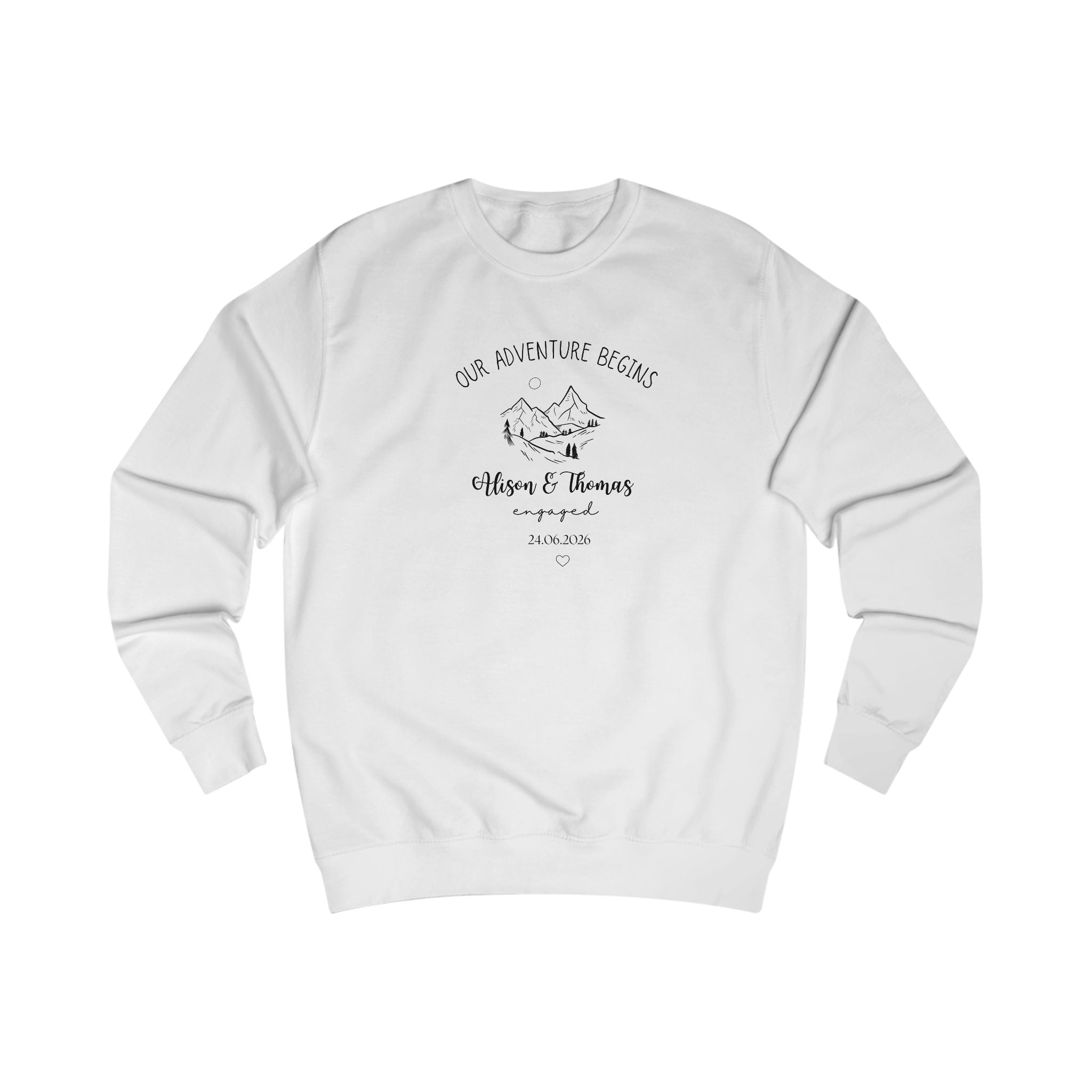 Personalised 'Our Adventure Begins' Sweatshirt | Custom Names | Couples Gift