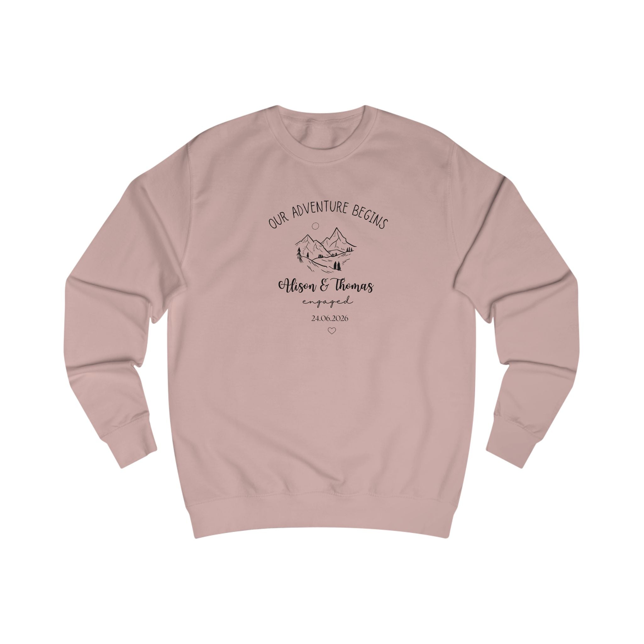 Personalised 'Our Adventure Begins' Sweatshirt | Custom Names | Couples Gift
