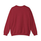 Antique cherry red crewneck sweatshirt with small front plant graphic