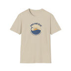 Natural T-shirt with Save Our Seas retro ocean wave conservation graphic