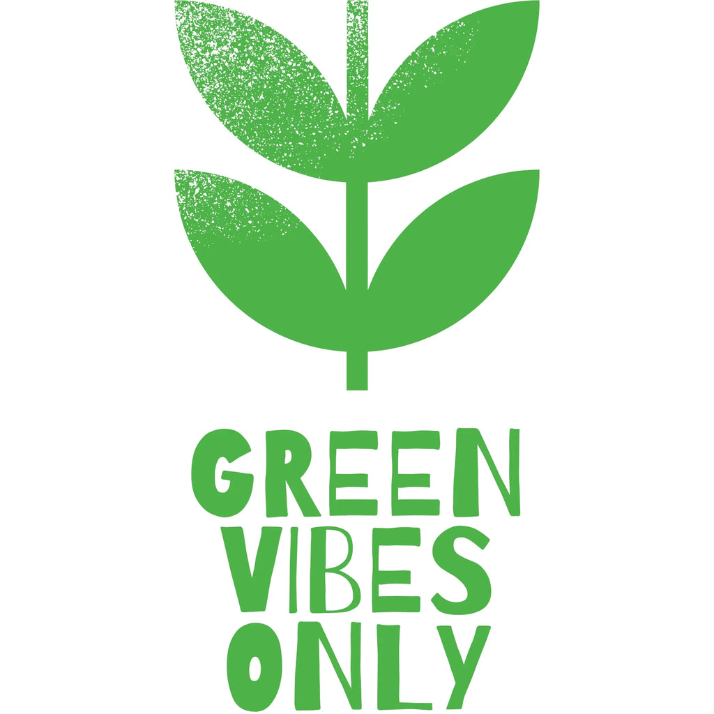 Green Vibes Only logo with three green leaf icons