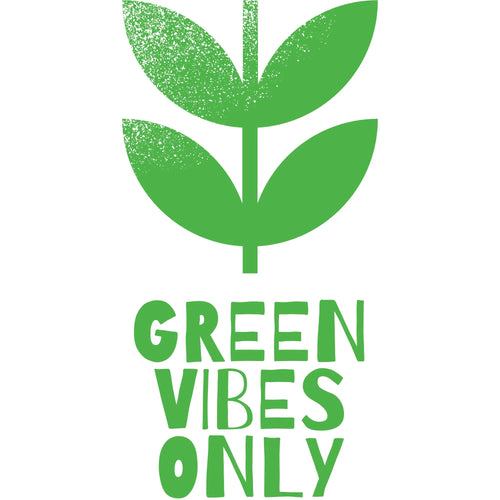 Green Vibes Only logo with three green leaf icons