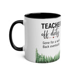 Personalised Teacher Off Duty Mug | Two-Tone 11oz | Teacher's Name & Year