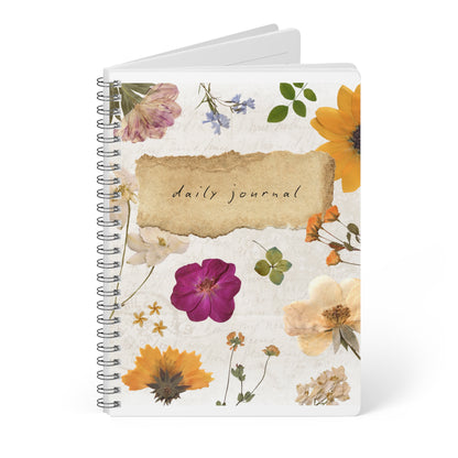 Daily Journal Notebook — Floral A5 Wirebound Softcover