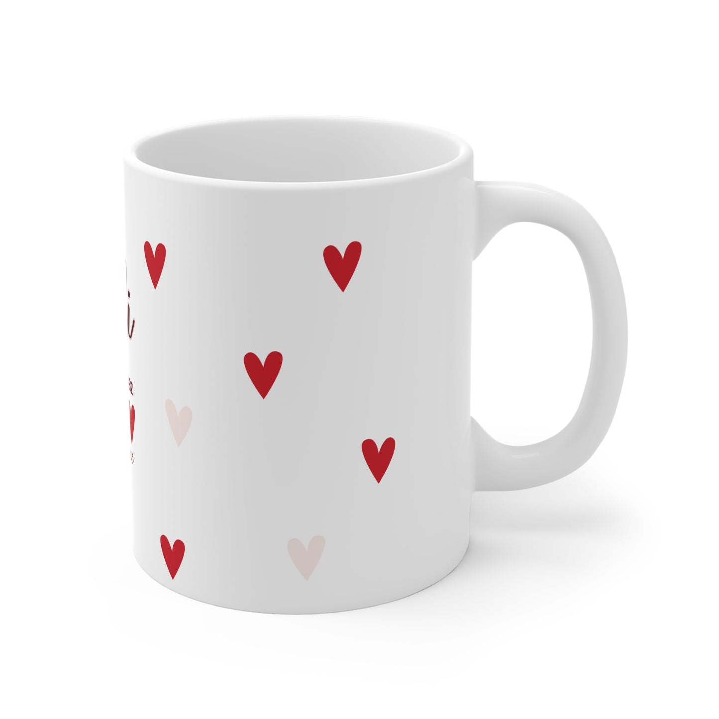 Personalised Heart Mug — Custom Name & Date Gift