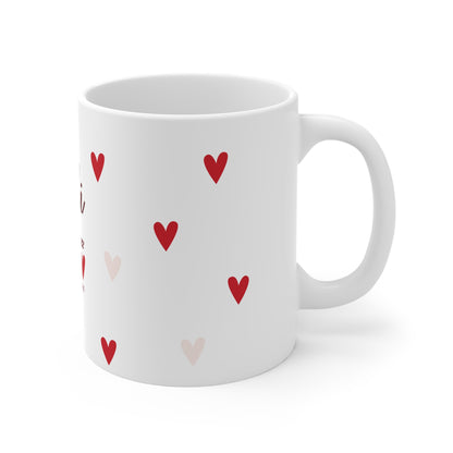 Personalised Heart Mug — Custom Name & Date Gift