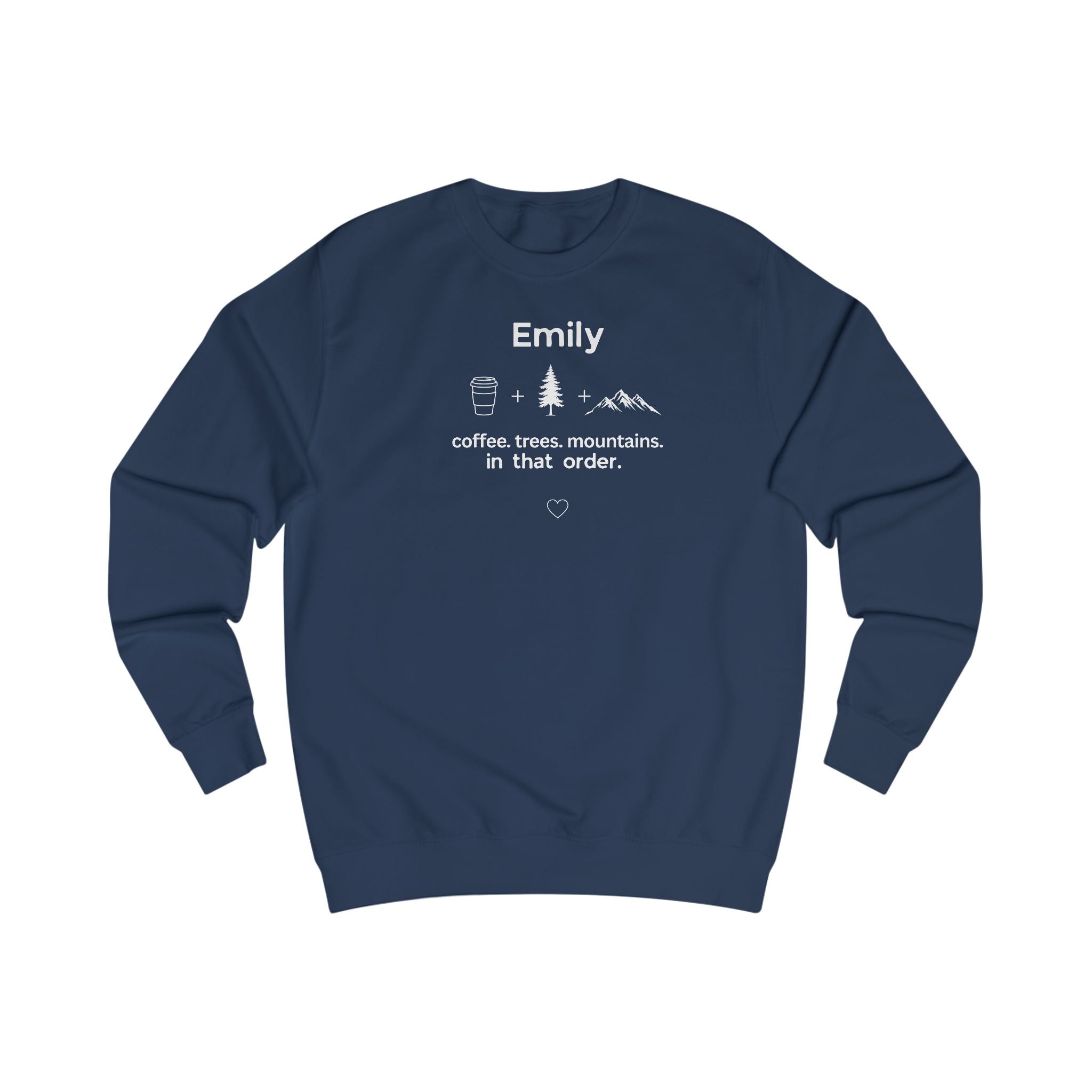 Personalised 'Coffee, Trees, Mountains' Sweatshirt | Custom Name Outdoor Crewneck