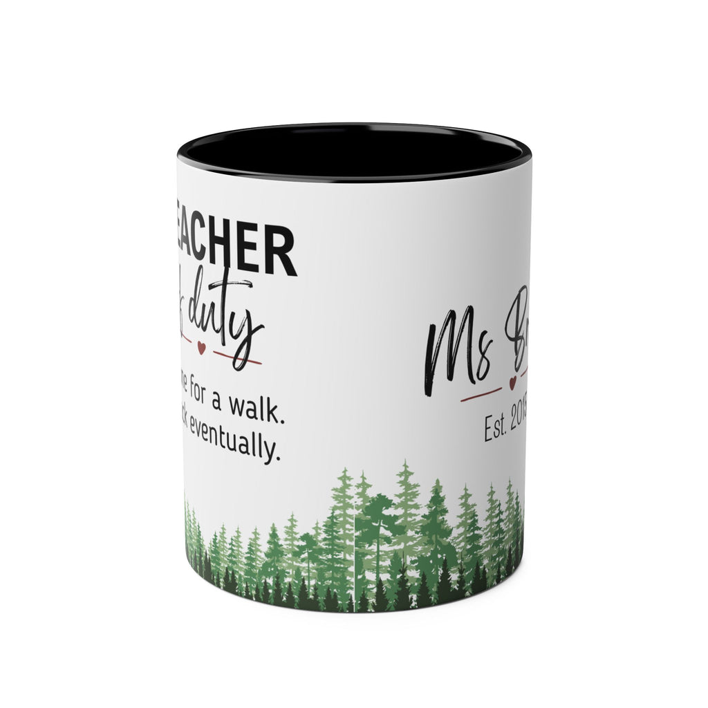 Personalised Teacher Off Duty Mug | Two-Tone 11oz | Teacher's Name & Year