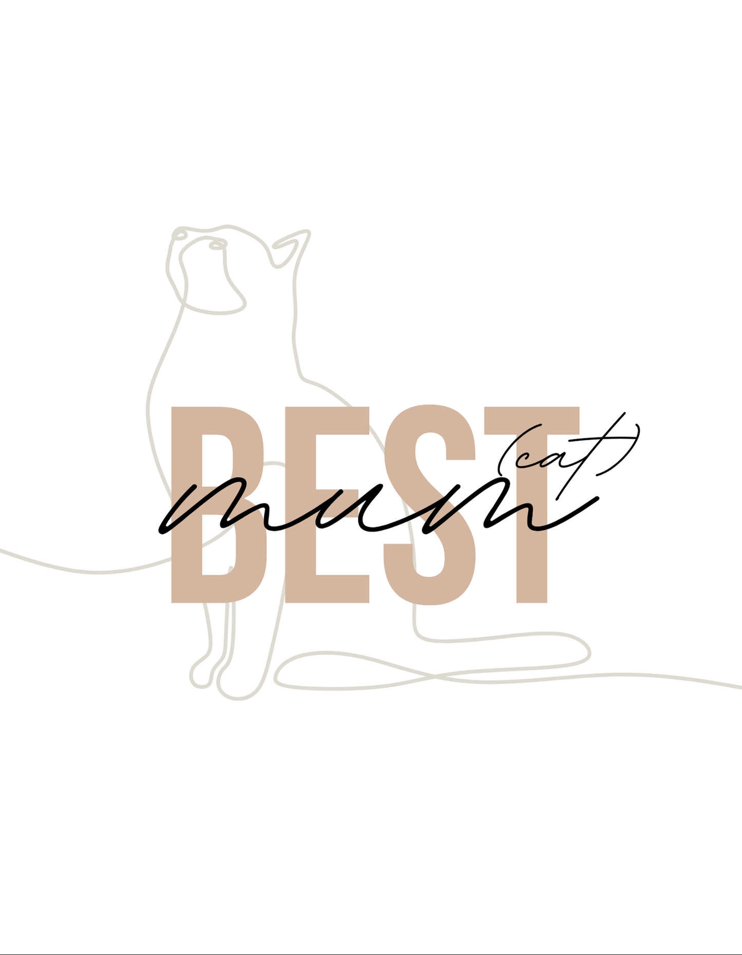 Best Cat Mum T-Shirt | Cute Cat Lover Graphic Tee with Cat Outline