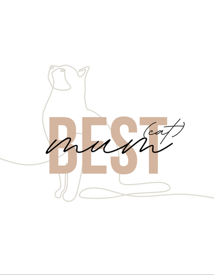 Best Cat Mum T-Shirt | Cute Cat Lover Graphic Tee with Cat Outline