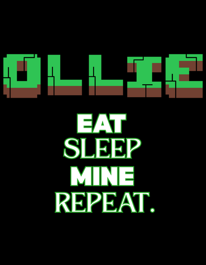 Kids Minecraft Inspired Tee - 'Eat Sleep Mine Repeat'
