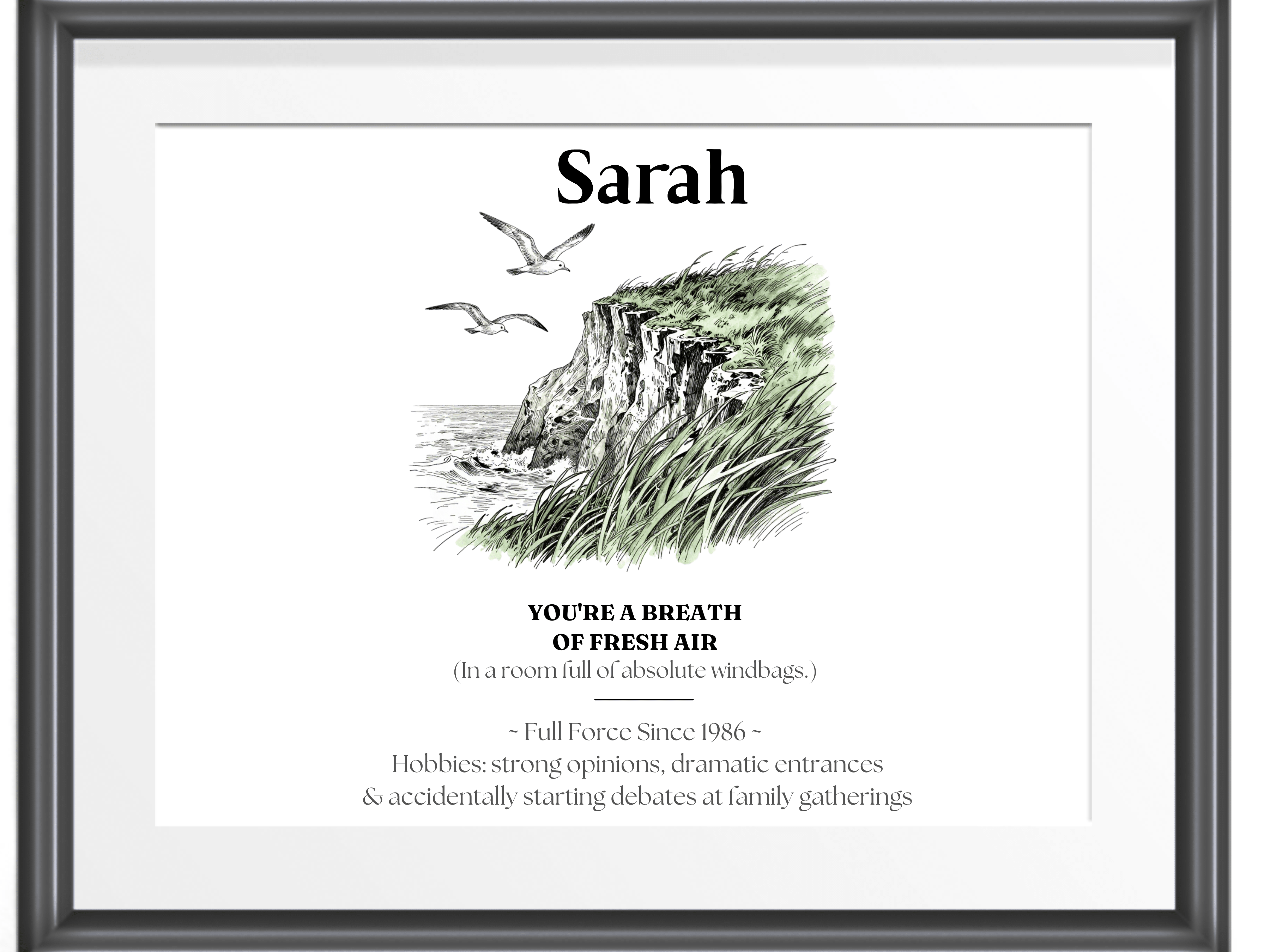 Personalised Coastal Name Art Framed Canvas Print with Quote - AlleyCrafters