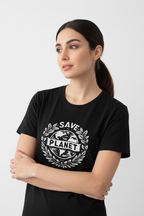 Black Aley. T-shirt with Save the Planet emblem graphic, crew neck, short sleeves