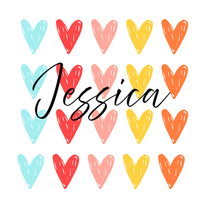 Personalised Name Colourful Hearts Mug | Custom Coffee Cup Gift