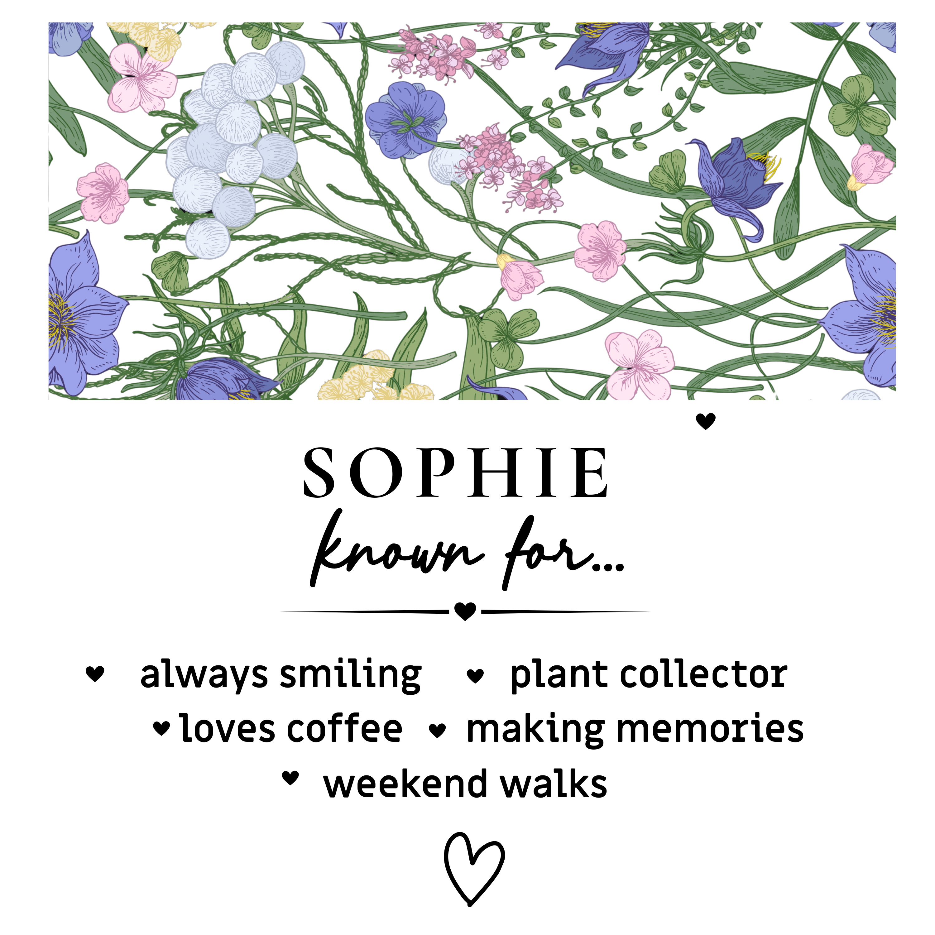 Personalised Floral Enamel Camping Mug — Custom Name Gift for Her