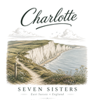 Personalised Enamel Camping Mug | Seven Sisters Coastal Design | Custom Name