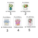 Sweatshirt floral design collage with five numbered 'Floral & Fabulous' prints