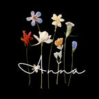 Dried wildflower design artwork with handwritten "Anna" text.