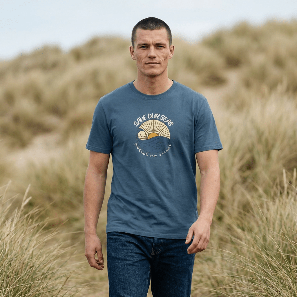 Save Our Seas T-Shirt | Retro Wave Ocean Conservation Tee UK - AlleyCrafters
