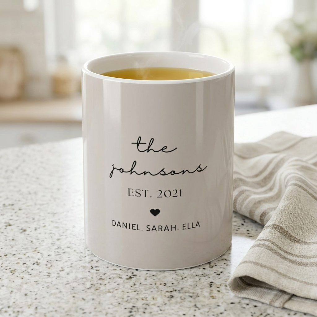 Personalised Family Name Mug | Custom Names & Est. Year | Gift for Couples