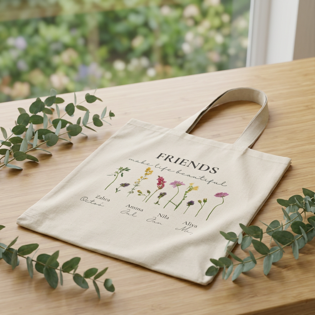 Personalised Friends Tote Bag — Friends Make Life Beautiful Floral Canvas Gift