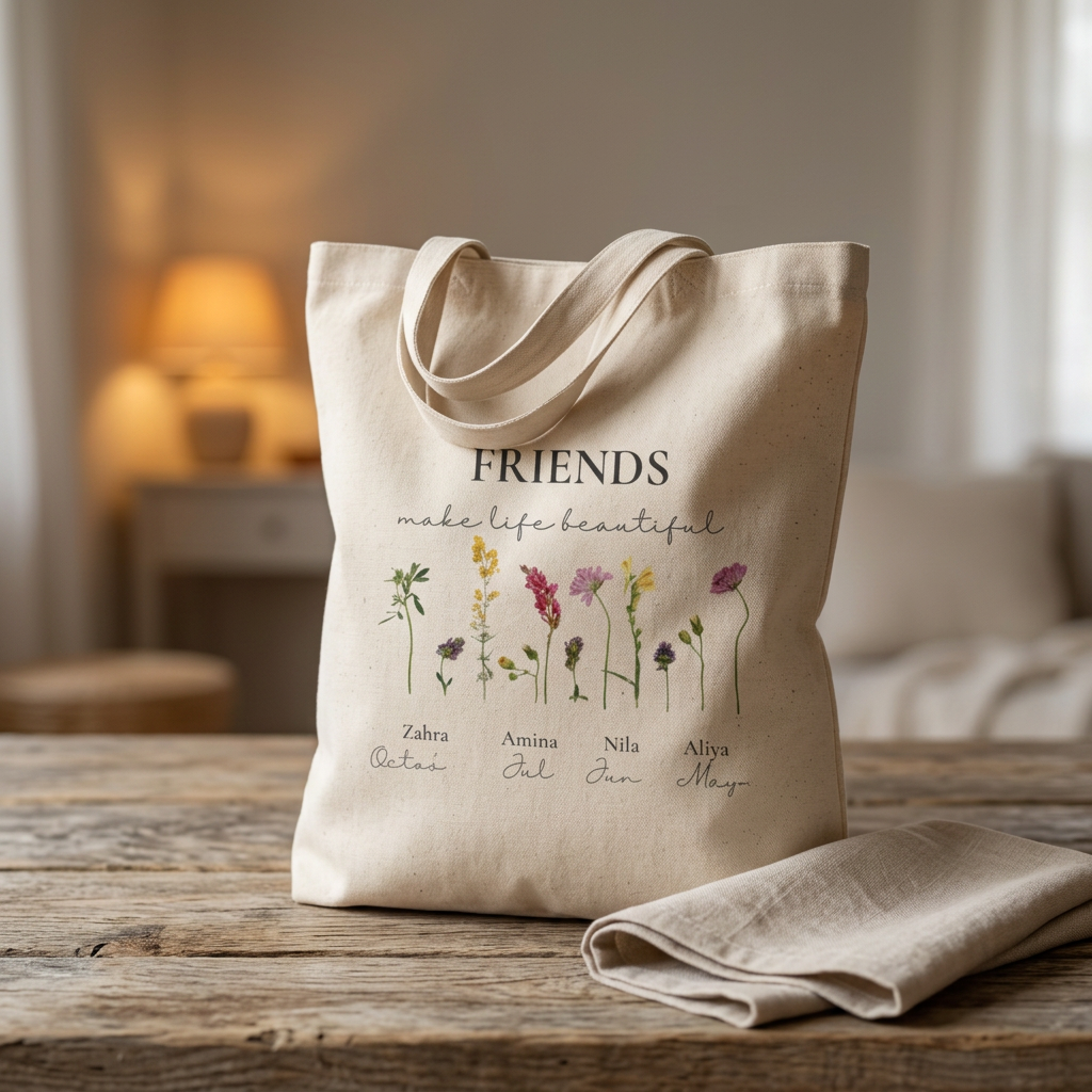 Personalised Friends Tote Bag — Friends Make Life Beautiful Floral Canvas Gift