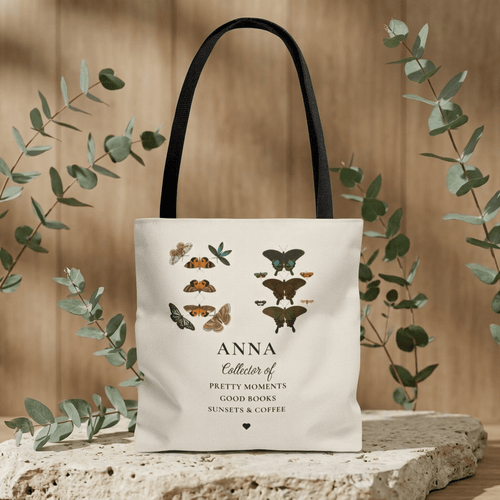 Personalised Butterfly Tote Bag — Custom Name & Collector Of Phrase Gift - AlleyCrafters