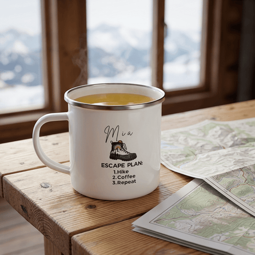 Coffee Tastes Better Outside Enamel Camping Mug | Outdoor Hiking & Camper Gift - AlleyCrafters