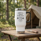 Travel Mug - "Powered by Tea & Pretty Views" Stainless Steel 14oz
