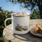 Personalised Enamel Camping Mug | Seven Sisters Coastal Design | Custom Name