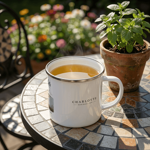 Personalised Enamel Camping Mug | Seven Sisters Coastal Design | Custom Name - AlleyCrafters