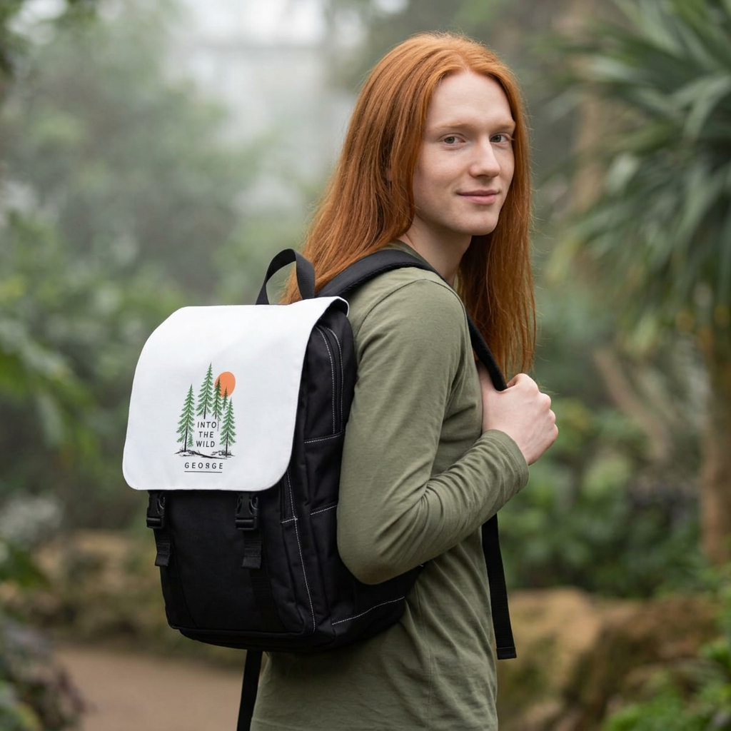 Into The Wild Personalised Forest Backpack — Canvas Outdoor Shoulder Bag