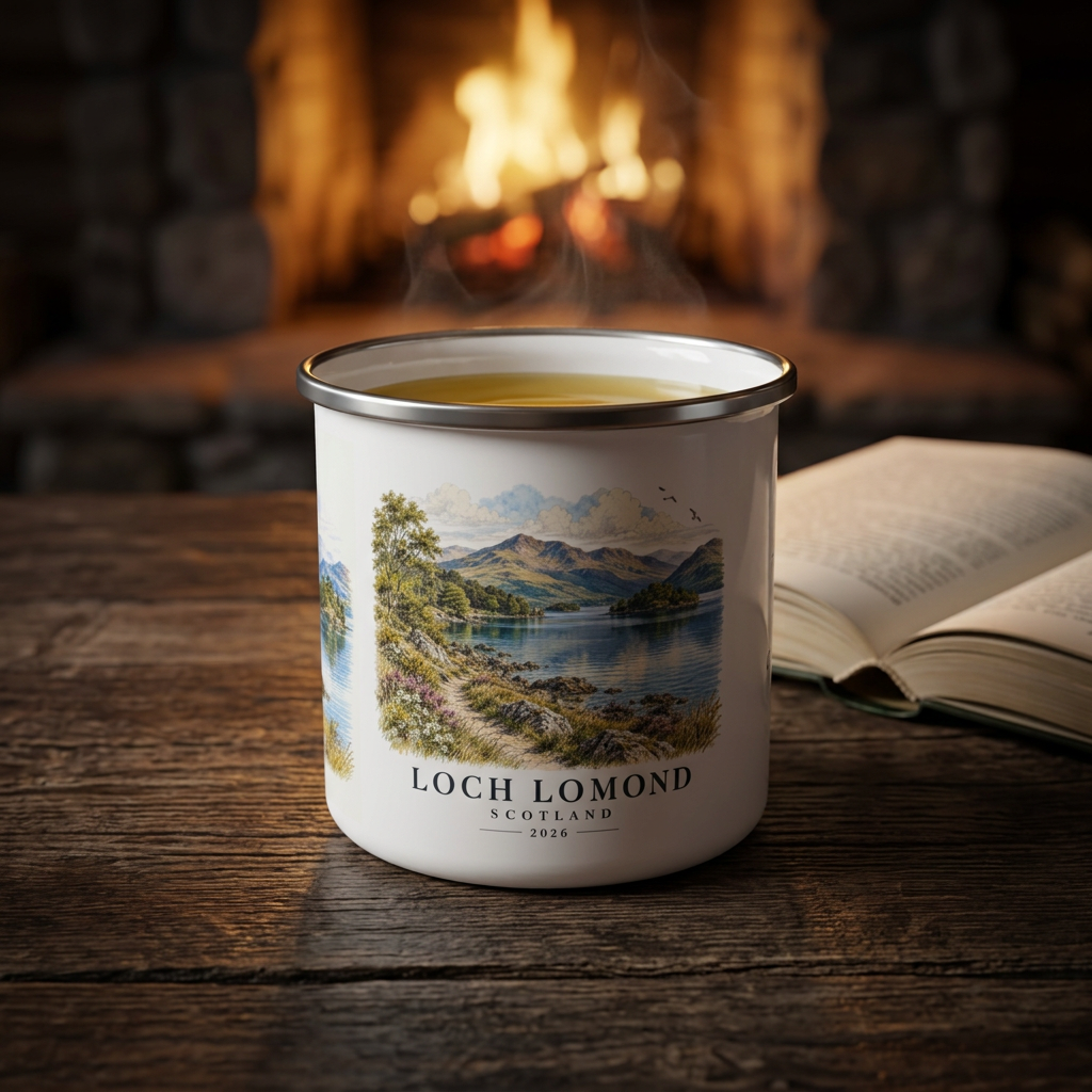 Personalised Loch Lomond Enamel Camping Mug, 12oz