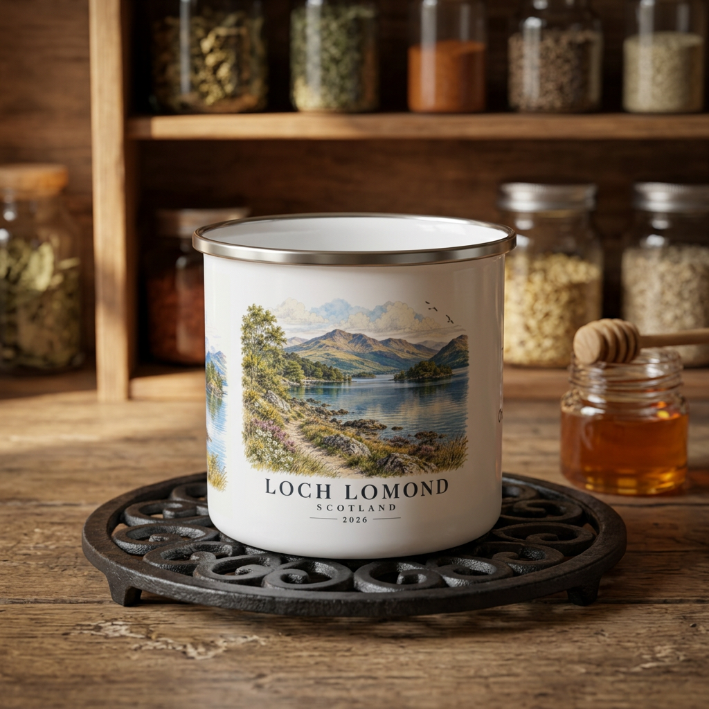 Personalised Loch Lomond Enamel Camping Mug, 12oz