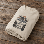 Sand crewneck sweatshirt with front mountain quote graphic print
