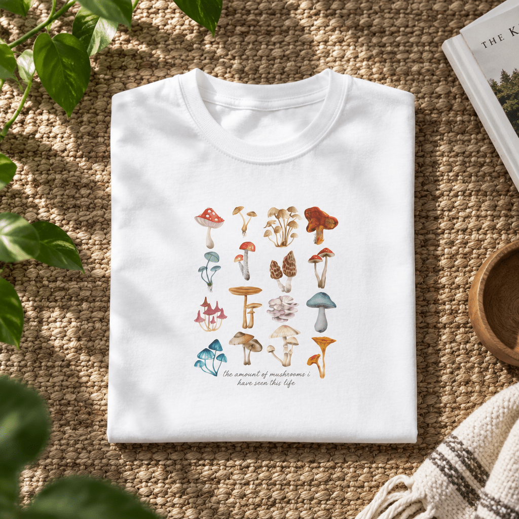 Mushroom T-Shirt – Vintage Botanical Fungi Print - #AlleyCrafters