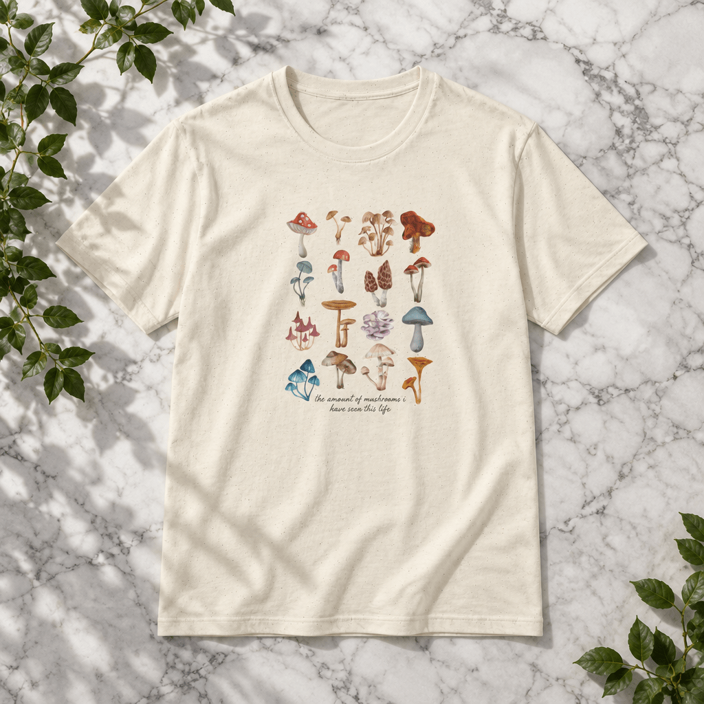 Mushroom T-Shirt – Vintage Botanical Fungi Print - #AlleyCrafters
