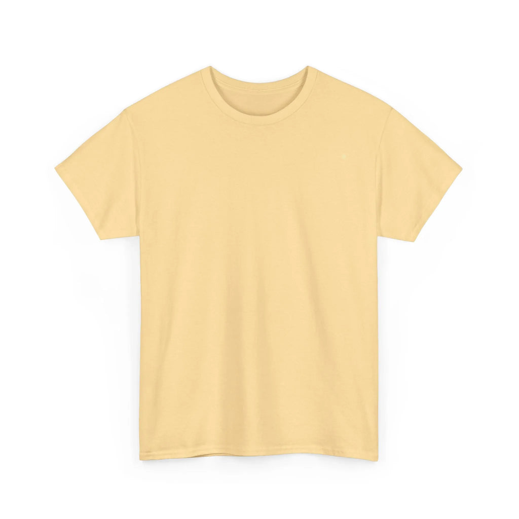 Unisex heavy cotton tee in light yellow, front view