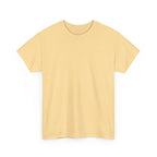 Unisex heavy cotton tee in light yellow, front view