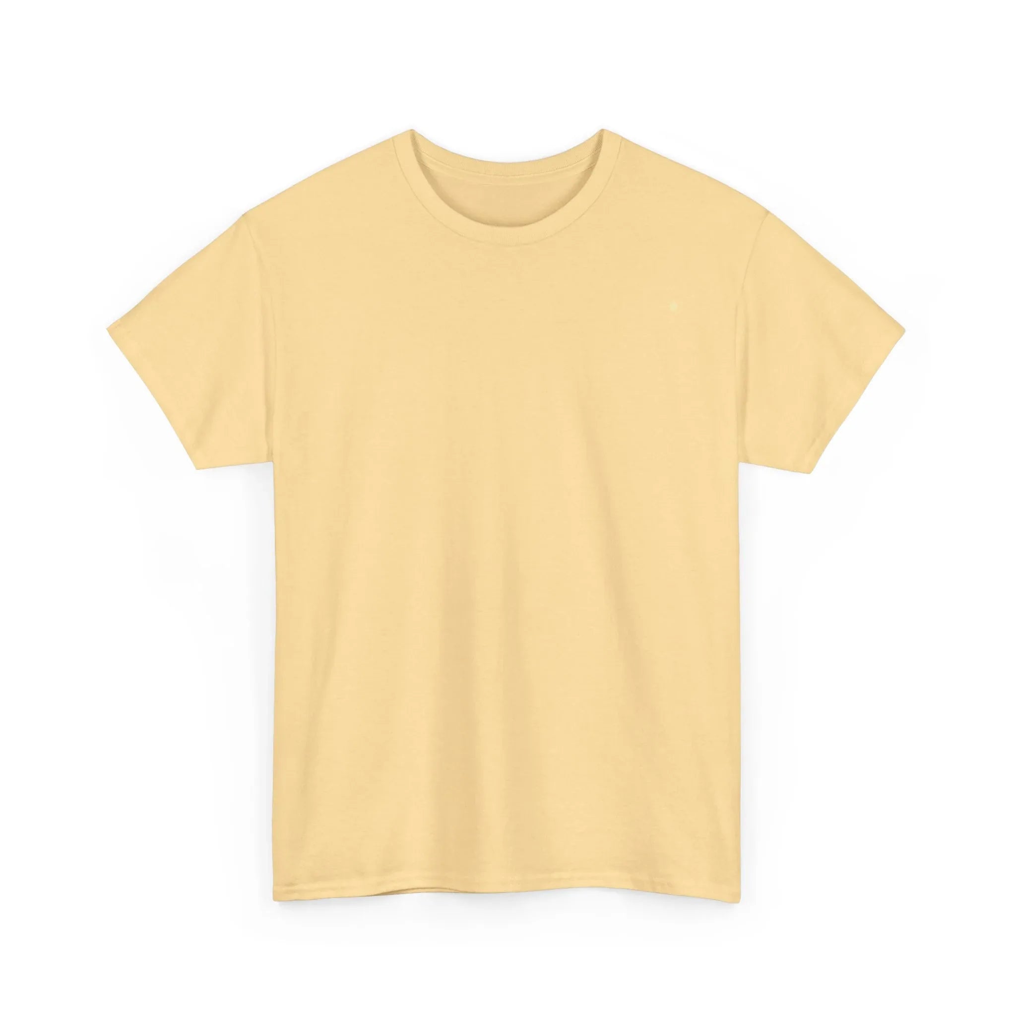 Unisex heavy cotton tee in light yellow, front view