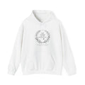 White personalised couples hoodie with front pouch pocket and wreath honeymoon print