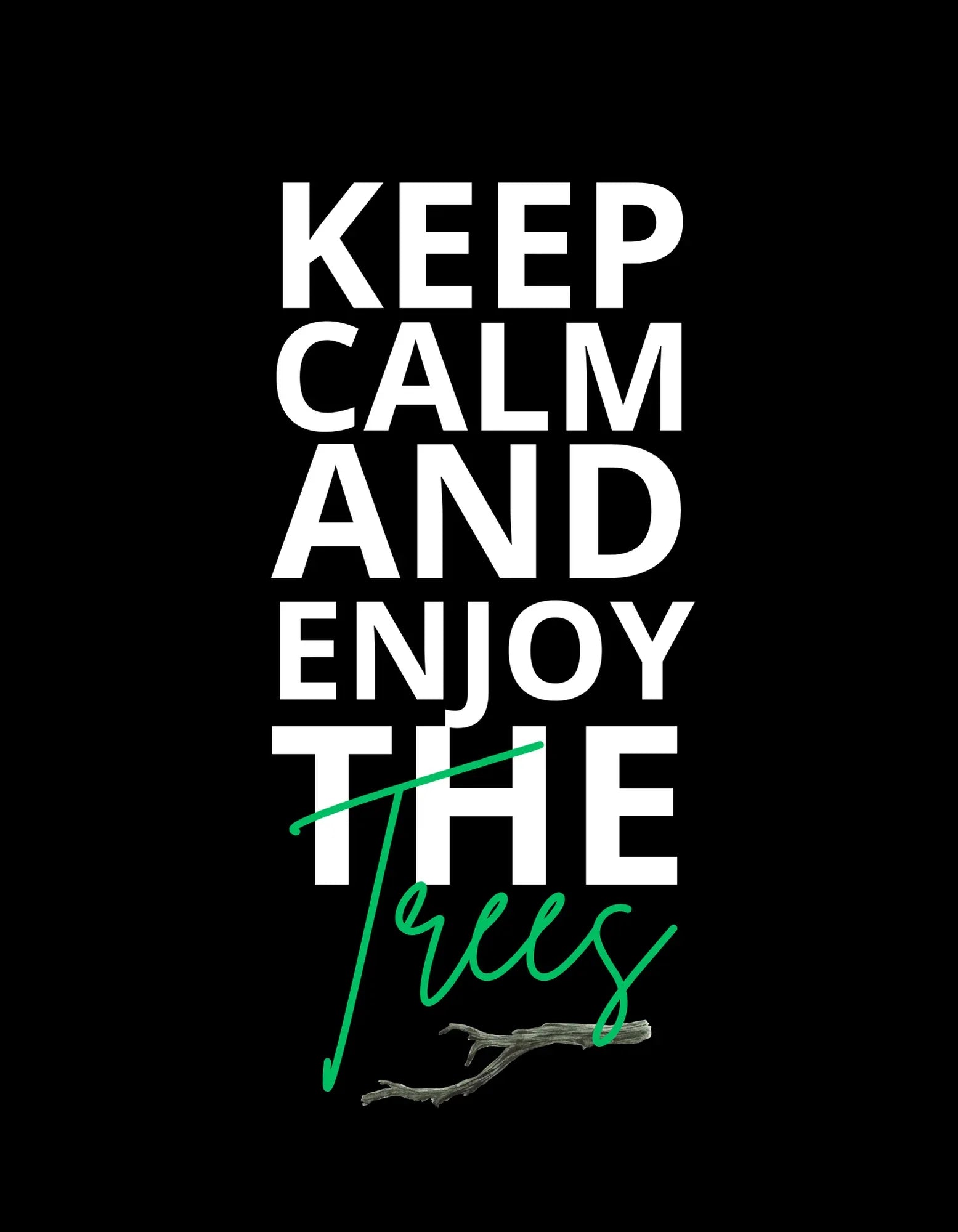 Black sweatshirt graphic: KEEP CALM AND ENJOY THE waves in green script
